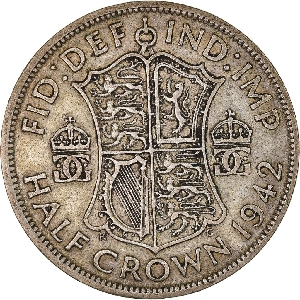 Coin, Great Britain, George VI, 1/2 Crown, 1942, EF(40-45), Silver, KM:856