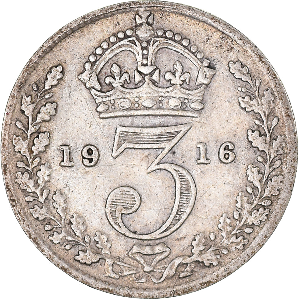 Coin, Great Britain, George V, 3 Pence, 1916, EF(40-45), Silver, KM:813