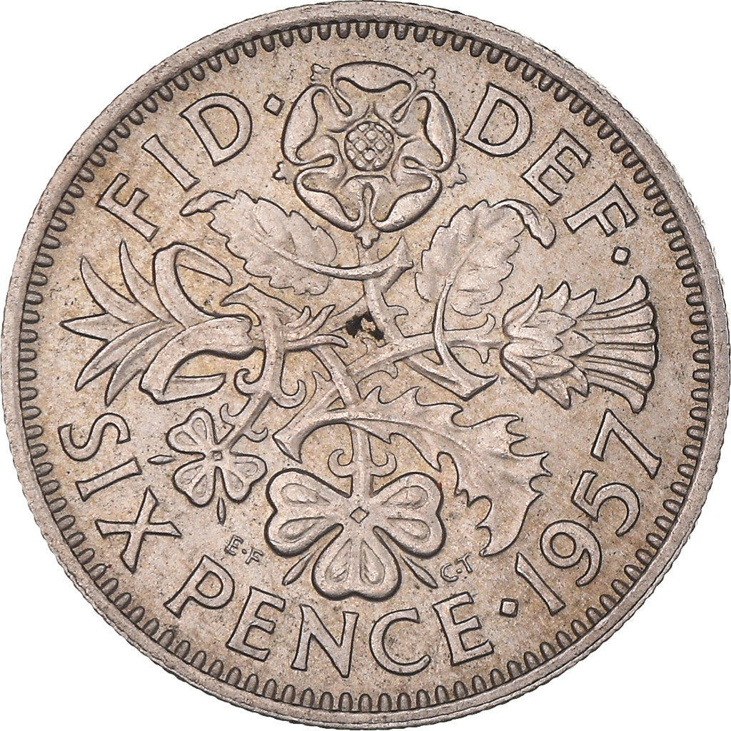 Monnaie, Grande-Bretagne, Elizabeth II, 6 Pence, 1957, TTB+, Cupro-nickel