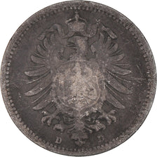 Coin, GERMANY - EMPIRE, Wilhelm I, 20 Pfennig, 1876, Munich, VF(20-25), Silver