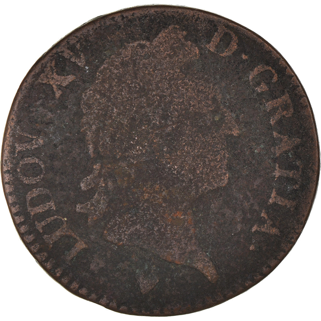 Moneta, Francja, Louis XV, Sol à la vieille tête, Sol, 1771, Strasbourg
