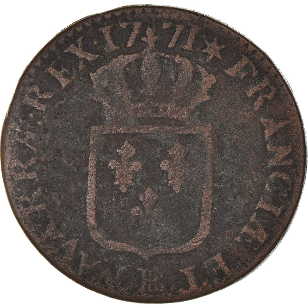 Moneta, Francja, Louis XV, Sol à la vieille tête, Sol, 1771, Strasbourg