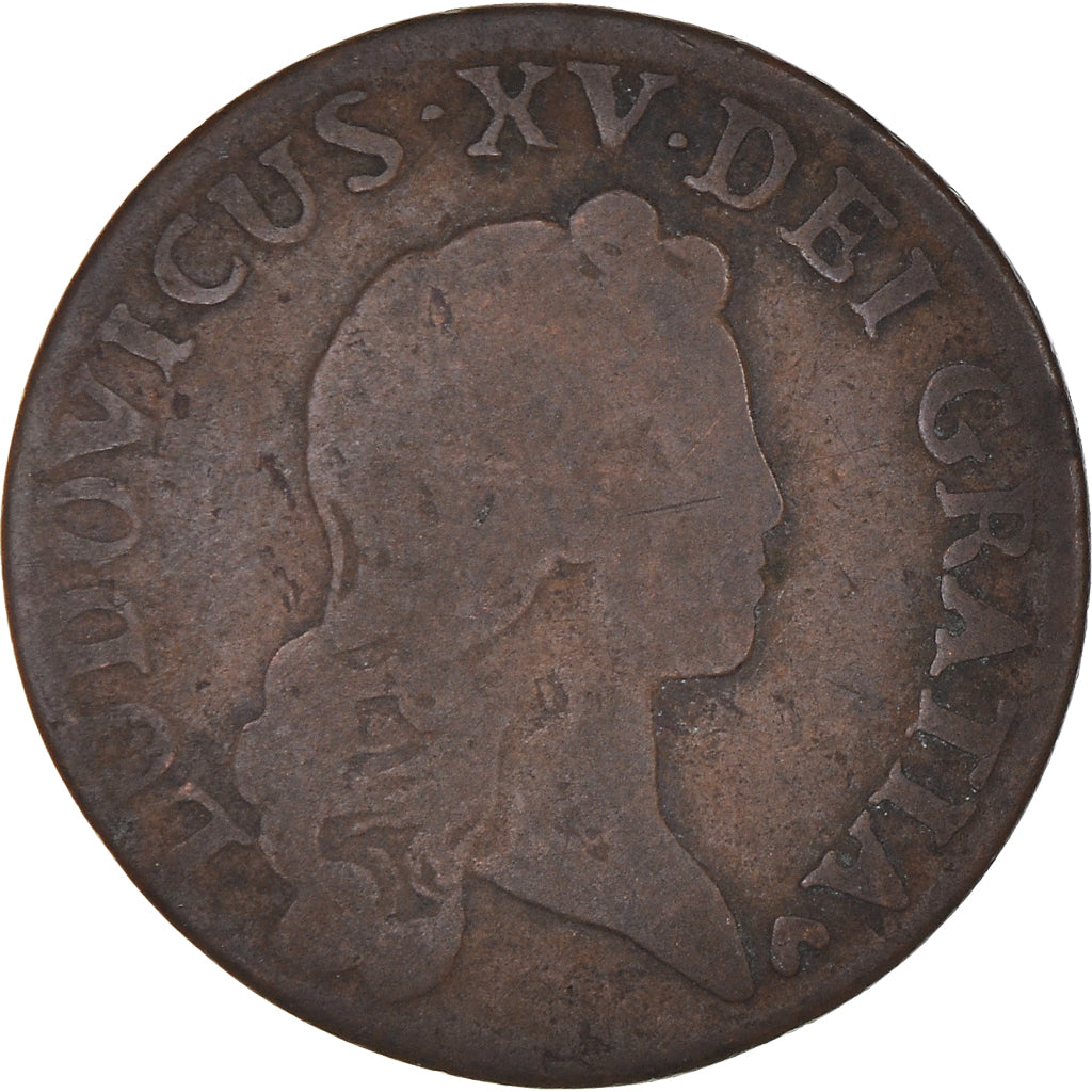 Moneta, Francia, Liard, 1720, Strasbourg, MB, Rame, KM:450.3, Gadoury:270
