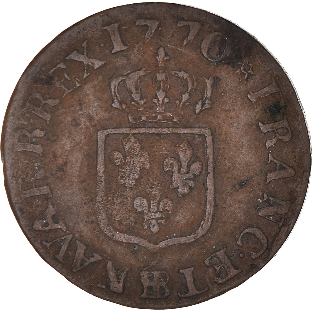 Coin, France, Louis XV, Liard à la vieille tête, Liard, 1770, Strasbourg