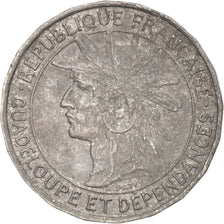 GUADELOUPE, Franc, 1921, KM #46, EF(40-45), Copper-Nickel, 25, Lecompte #57,...