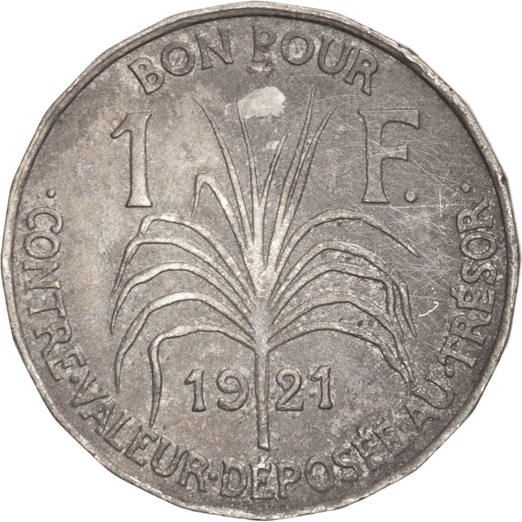 GUADELOUPE, Franc, 1921, KM #46, EF(40-45), Copper-Nickel, 25, Lecompte #57,...