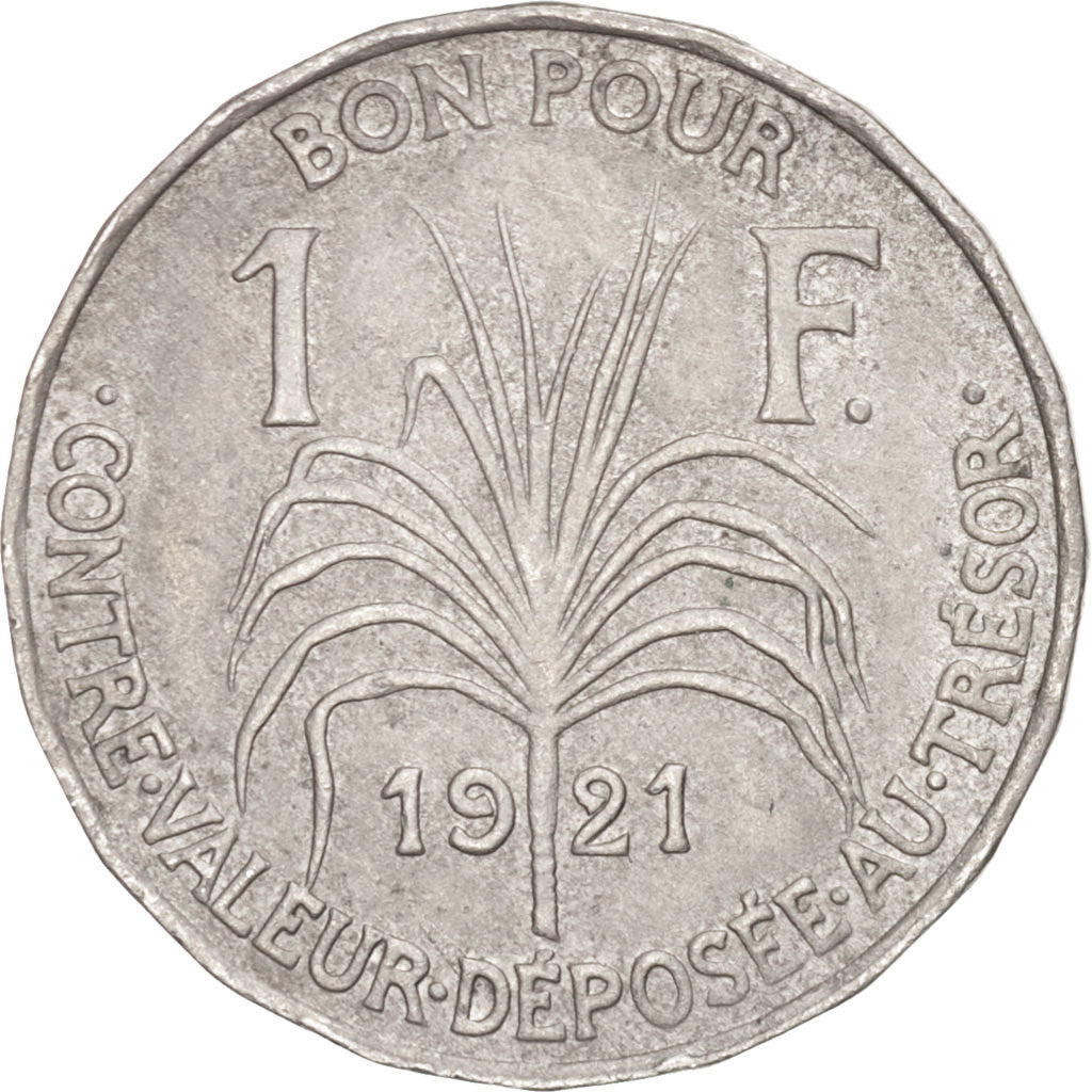 GUADELOUPE, Franc, 1921, KM #46, EF(40-45), Copper-Nickel, 25, Lecompte #57,...