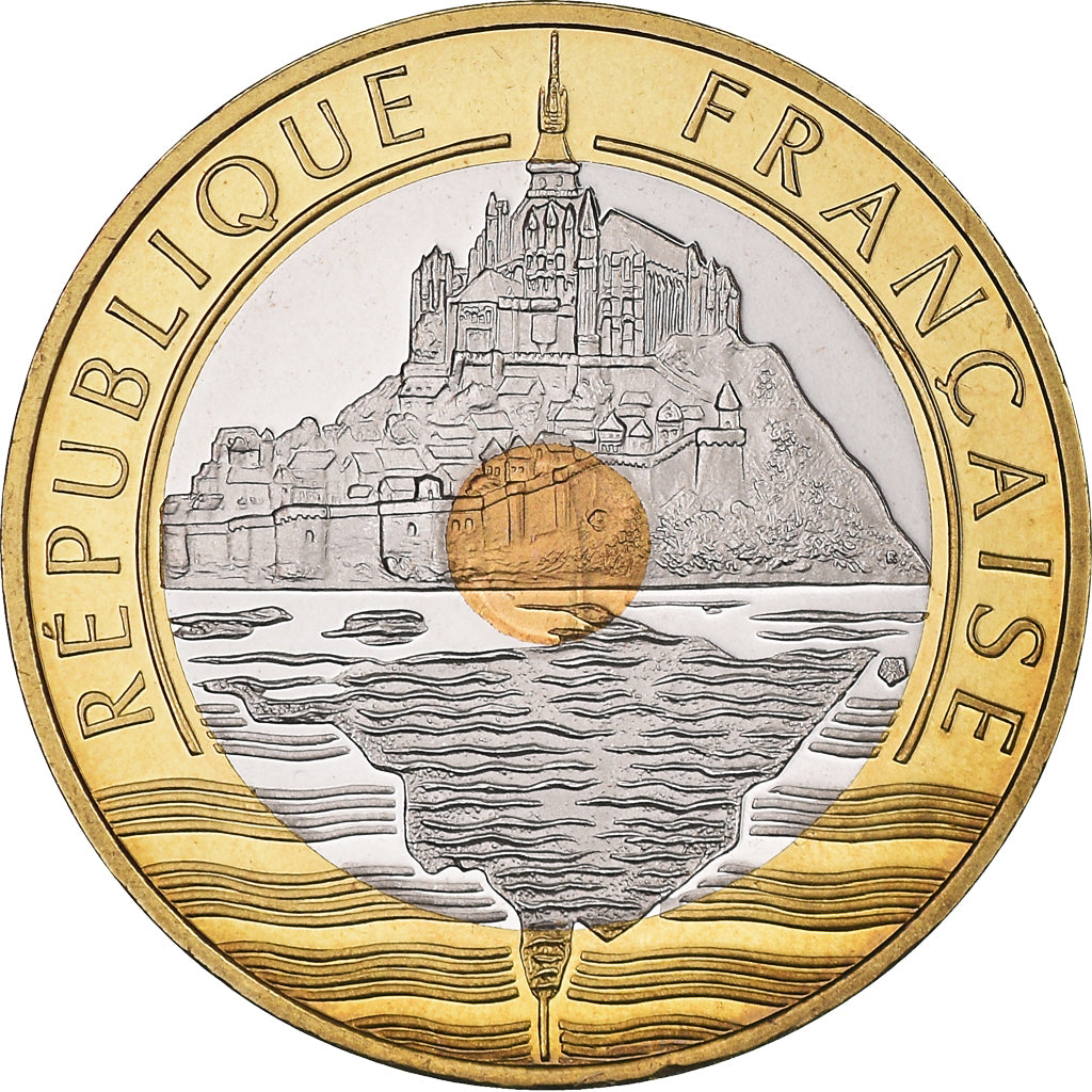 Moneta, Francia, Mont Saint Michel, 20 Francs, 2001, Proof, FDC, Tri-metallico