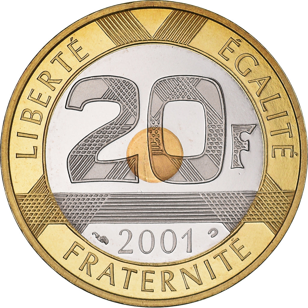 Moneta, Francia, Mont Saint Michel, 20 Francs, 2001, Proof, FDC, Tri-metallico