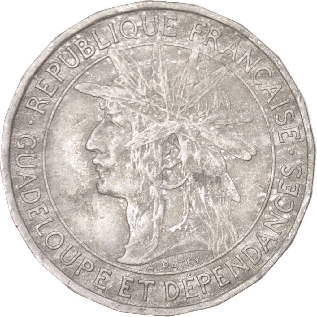 GUADELOUPE, Franc, 1921, KM #46, AU(50-53), Copper-Nickel, 25, Lecompte #57,...