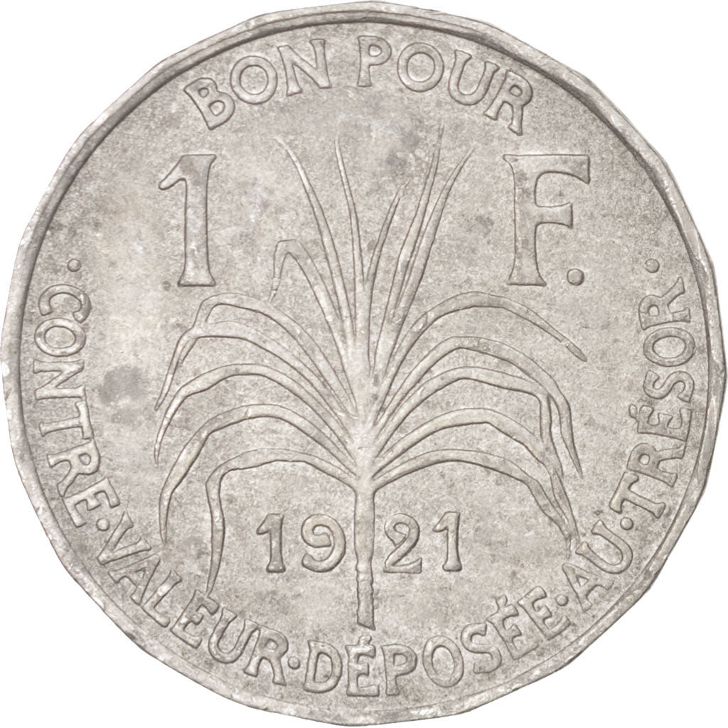 GUADELOUPE, Franc, 1921, KM #46, AU(50-53), Copper-Nickel, 25, Lecompte #57,...