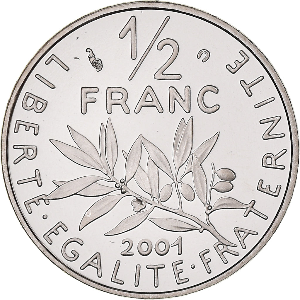 Coin, France, Semeuse, 1/2 Franc, 2001, Paris, Proof / BE, MS(65-70), Nickel
