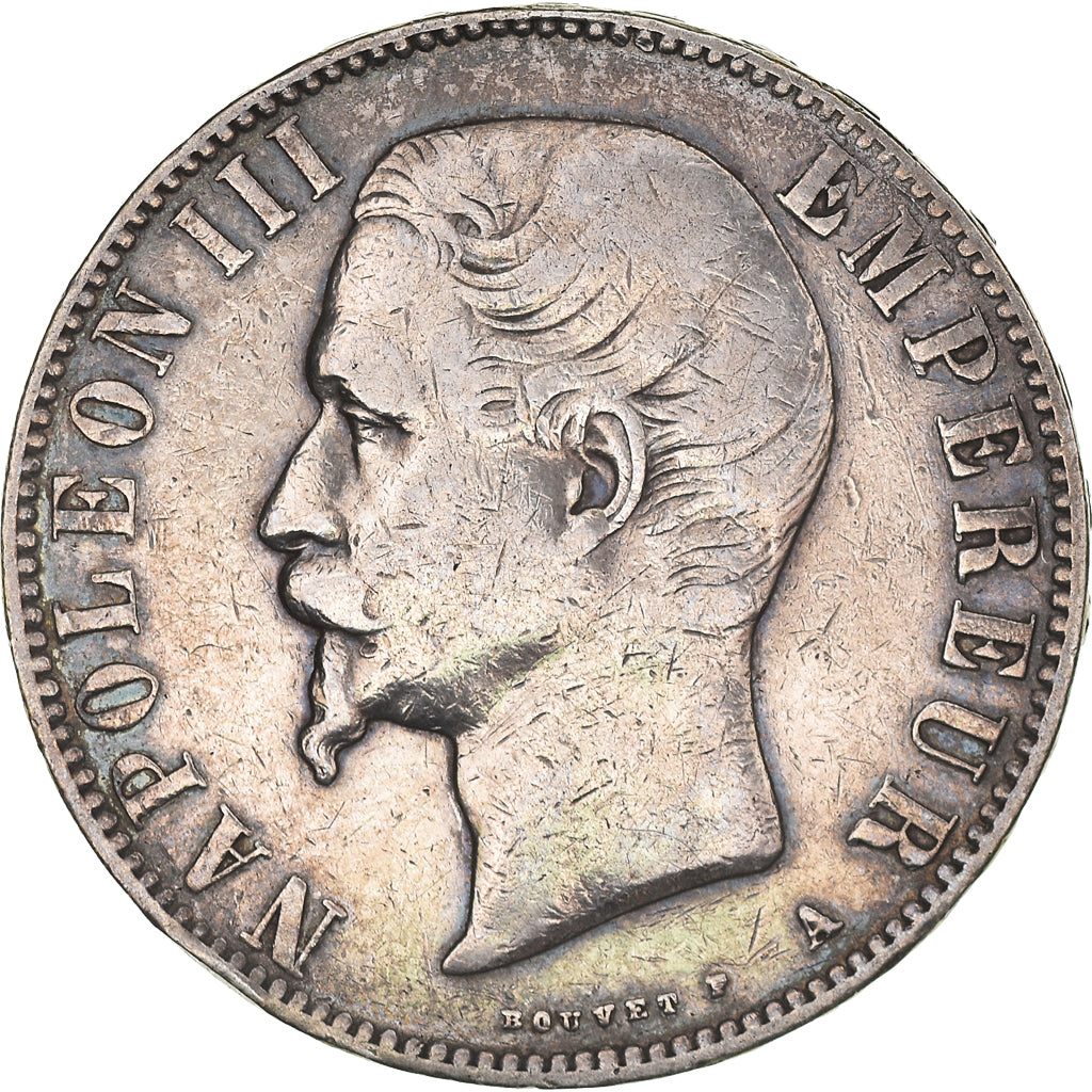 Munten, Frankrijk, Napoleon III, 5 Francs, 1855, Paris, FR+, Zilver, KM:782.1