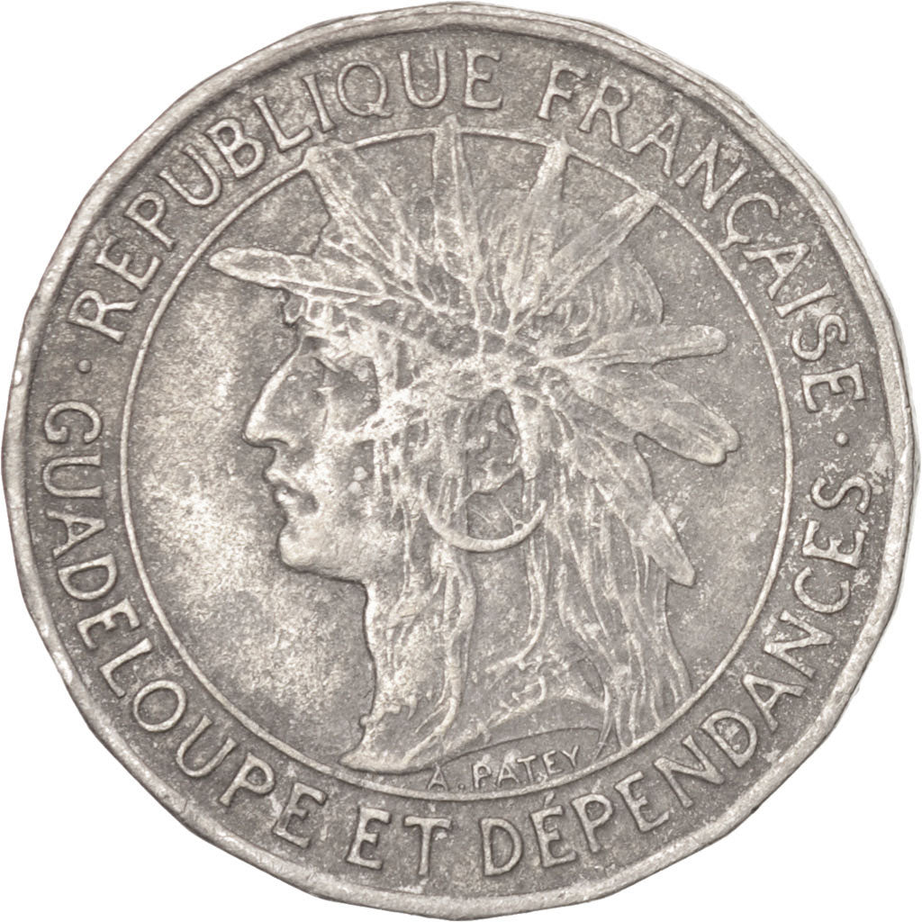 GUADELOUPE, Franc, 1921, KM #46, AU(50-53), Copper-Nickel, 25, Lecompte #57,...