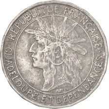 GUADELOUPE, Franc, 1921, KM #46, AU(50-53), Copper-Nickel, 25, Lecompte #57,...