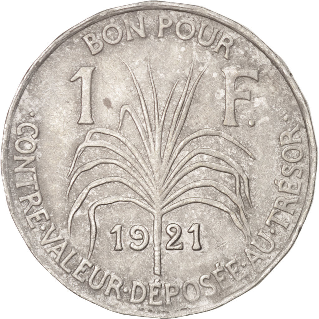 GUADELOUPE, Franc, 1921, KM #46, AU(50-53), Copper-Nickel, 25, Lecompte #57,...