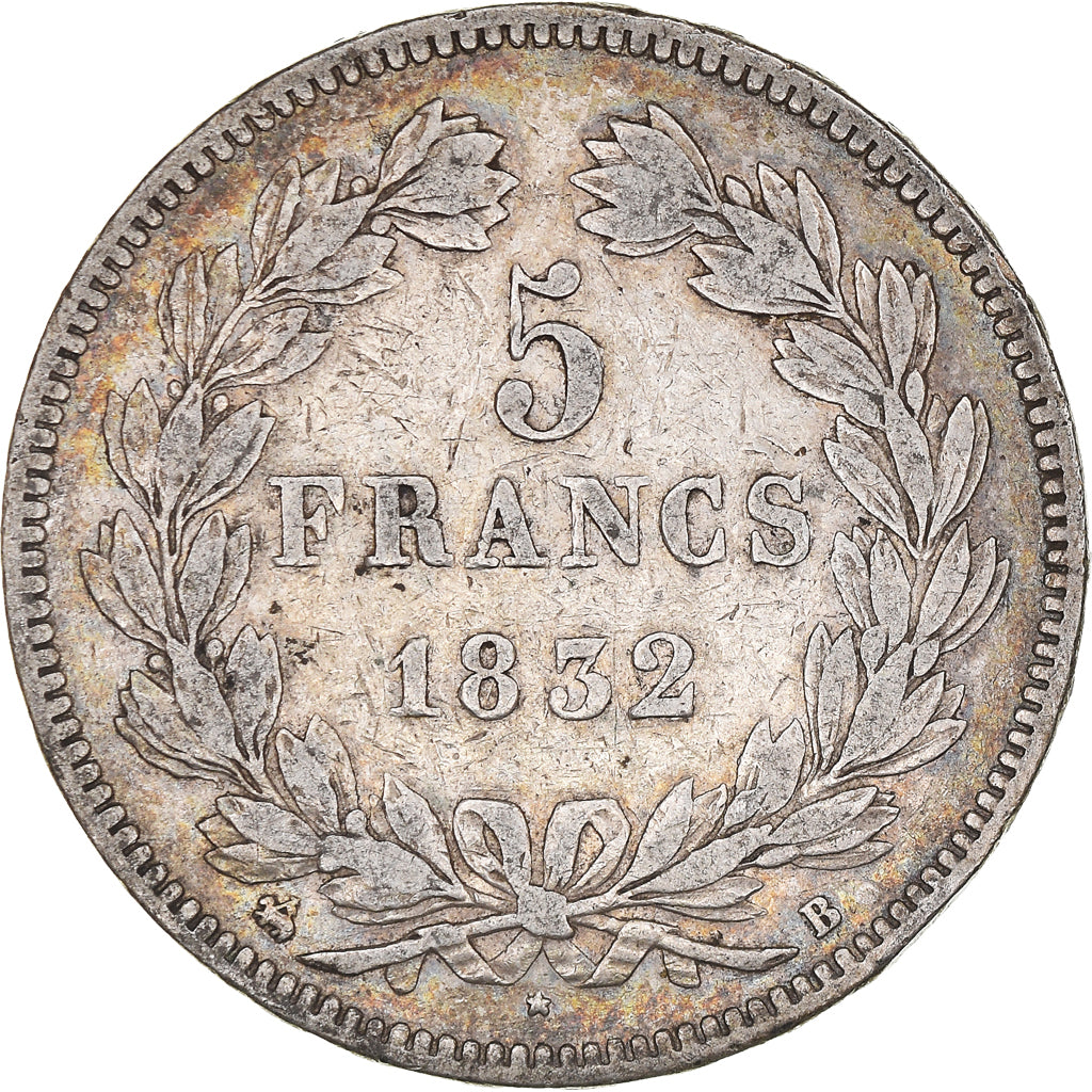 Monnaie, France, Louis-Philippe, 5 Francs, 1832, Rouen, TB+, Argent