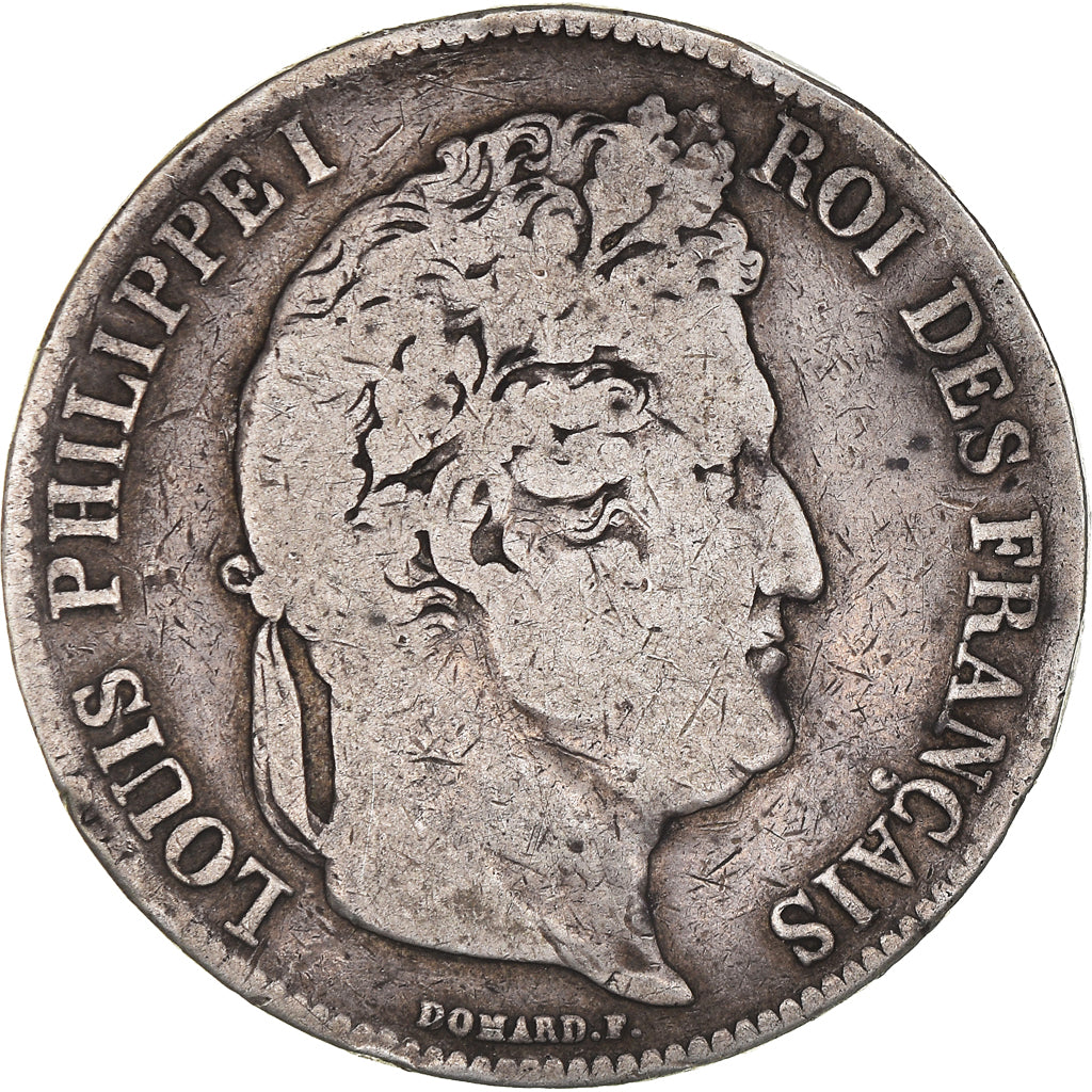 Moeda, França, Louis-Philippe, 5 Francs, 1835, Paris, VF(20-25), Prata
