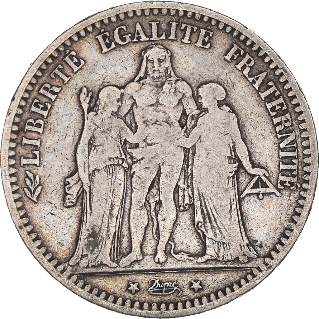 Coin, France, Hercule, 5 Francs, 1873, Bordeaux, VF(20-25), Silver, KM:820.2