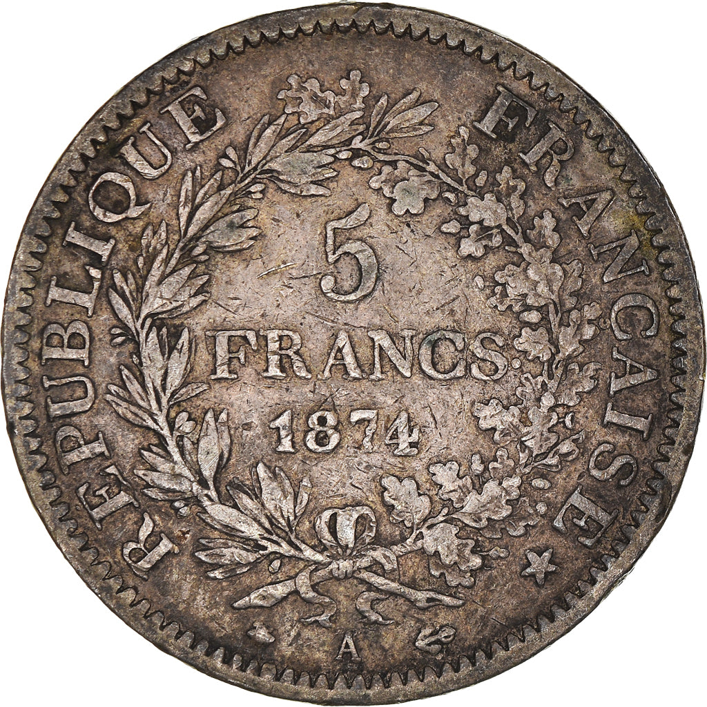 Coin, France, Hercule, 5 Francs, 1874, Paris, VF(30-35), Silver, KM:820.1