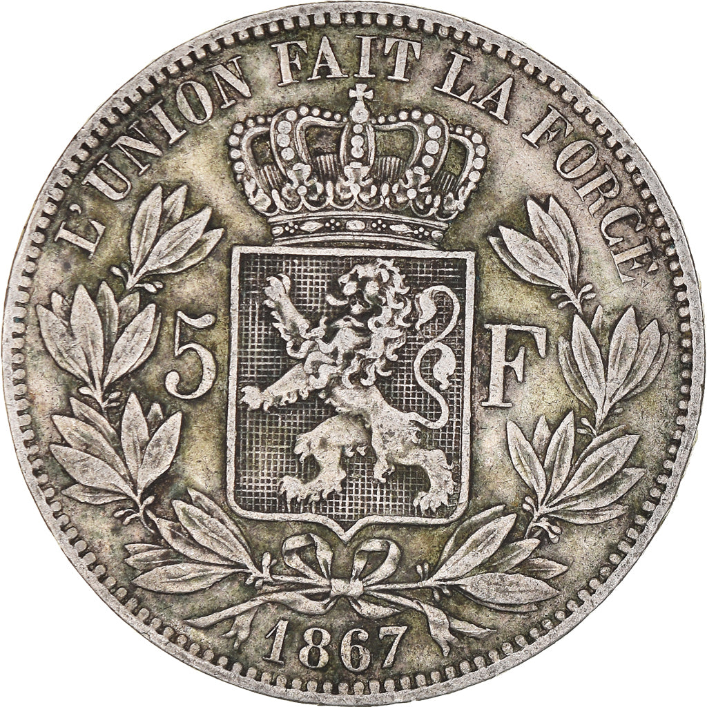 Coin, Belgium, Leopold II, 5 Francs, 5 Frank, 1867, VF(30-35), Silver, KM:24