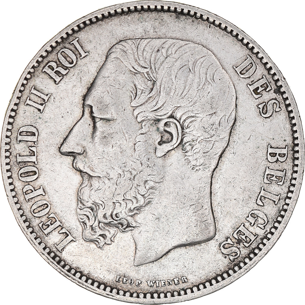 Moneta, Belgio, Leopold II, 5 Francs, 5 Frank, 1867, BB, Argento, KM:24