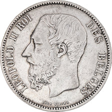 Moneta, Belgio, Leopold II, 5 Francs, 5 Frank, 1867, BB, Argento, KM:24