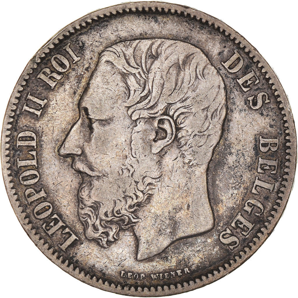 Moneta, Belgio, Leopold II, 5 Francs, 5 Frank, 1869, MB+, Argento, KM:24