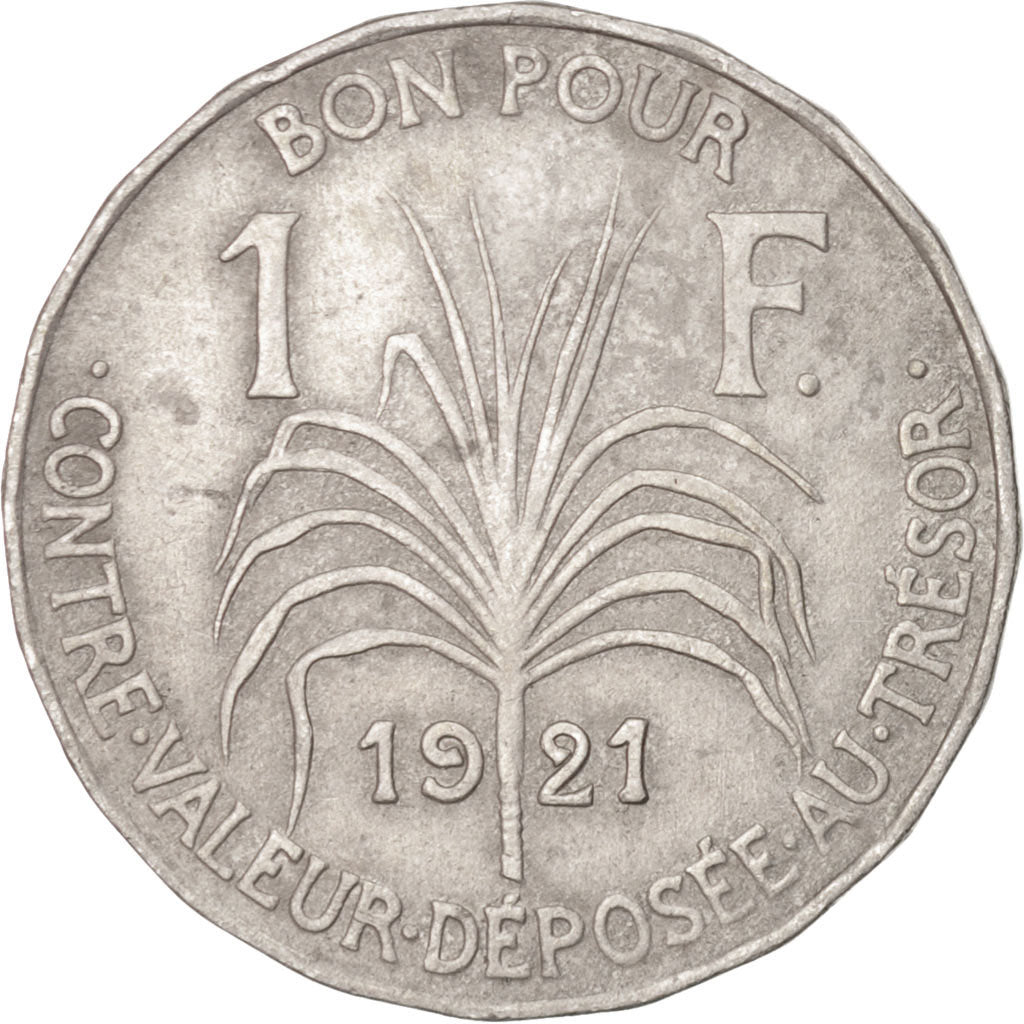 GUADELOUPE, Franc, 1921, KM #46, AU(50-53), Copper-Nickel, 25, Lecompte #57,...