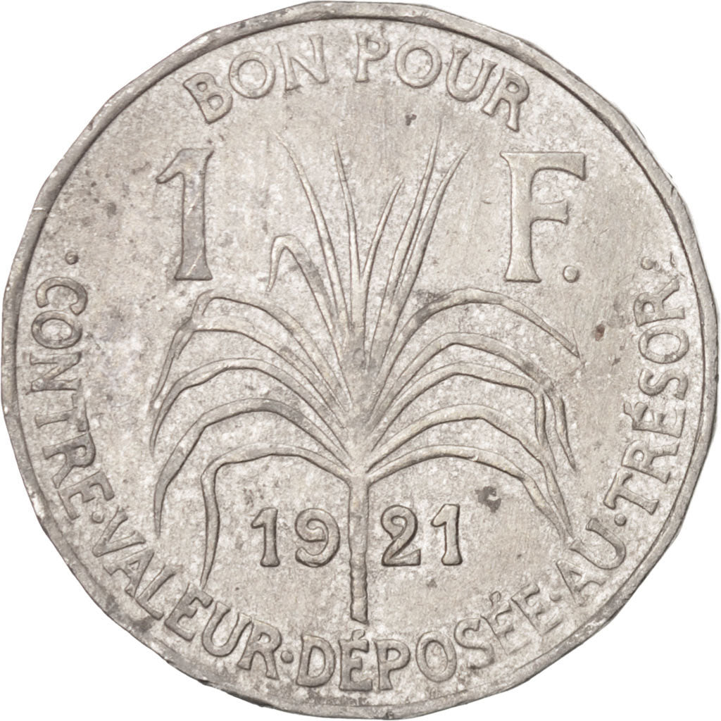 Coin, Guadeloupe, Franc, 1921, AU(50-53), Copper-nickel, KM:46, Lecompte:57