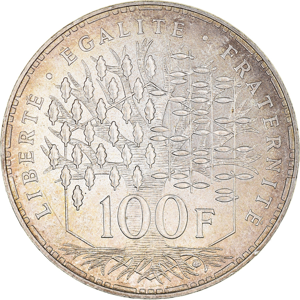 Moeda, França, Panthéon, 100 Francs, 1989, Paris, AU(55-58), Prata, KM:951.1