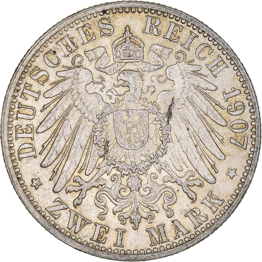 Coin, German States, BADEN, Friedrich I, 2 Mark, 1907, Stuttgart, AU(55-58)