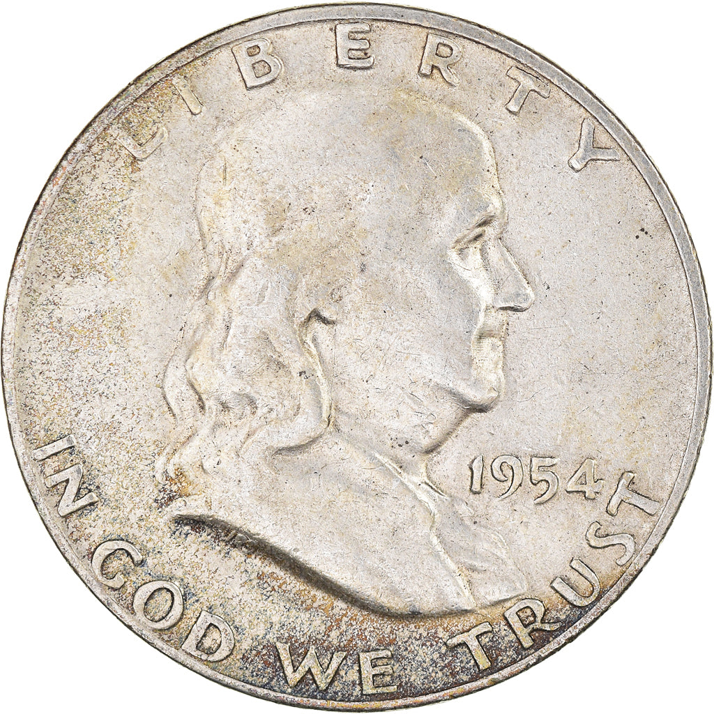 Coin, United States, Franklin Half Dollar, Half Dollar, 1954, U.S. Mint, Denver
