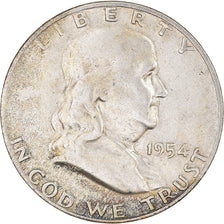 Coin, United States, Franklin Half Dollar, Half Dollar, 1954, U.S. Mint, Denver