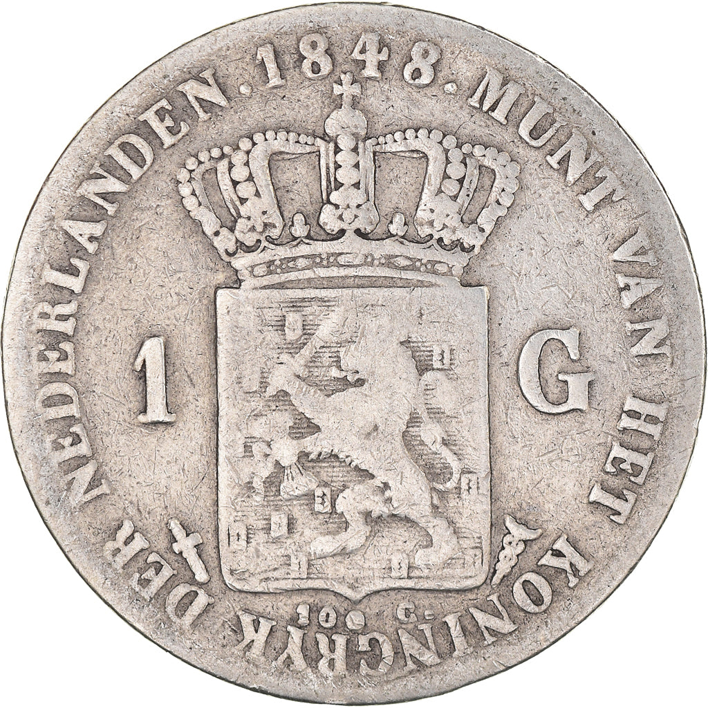 Coin, Netherlands, William II, Gulden, 1848, Utrecht, VF(20-25), Silver, KM:66