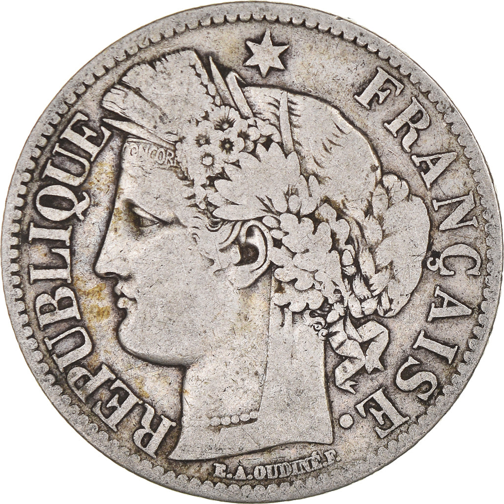 Moneta, Francia, Cérès, 2 Francs, 1870, Bordeaux, MB, Argento, KM:816.2