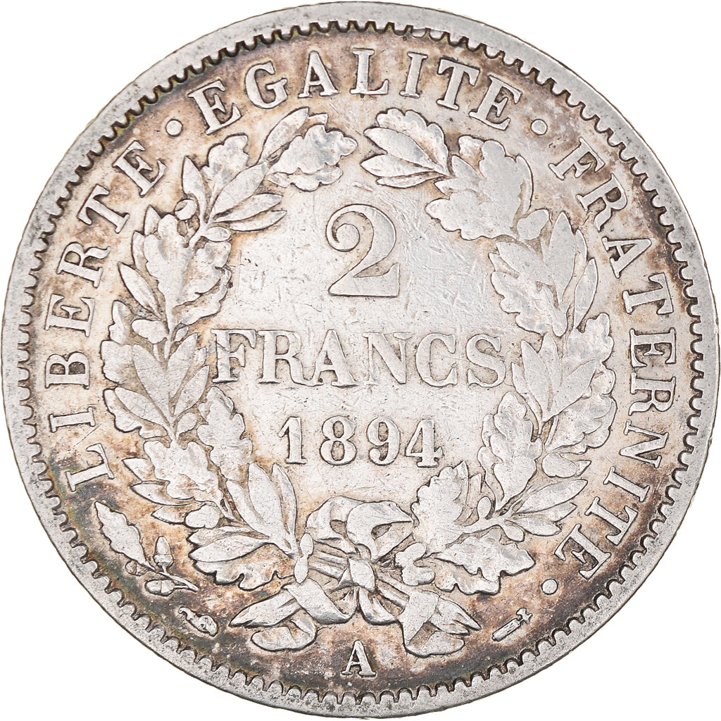 Moneta, Francia, Cérès, 2 Francs, 1894, Paris, MB, Argento, KM:817.1