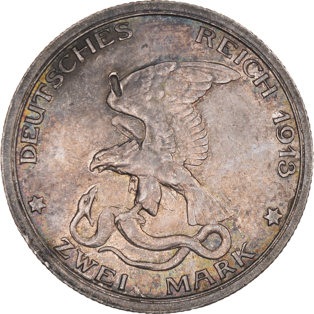 Coin, German States, PRUSSIA, Wilhelm II, 2 Mark, 1913, Berlin, AU(55-58)