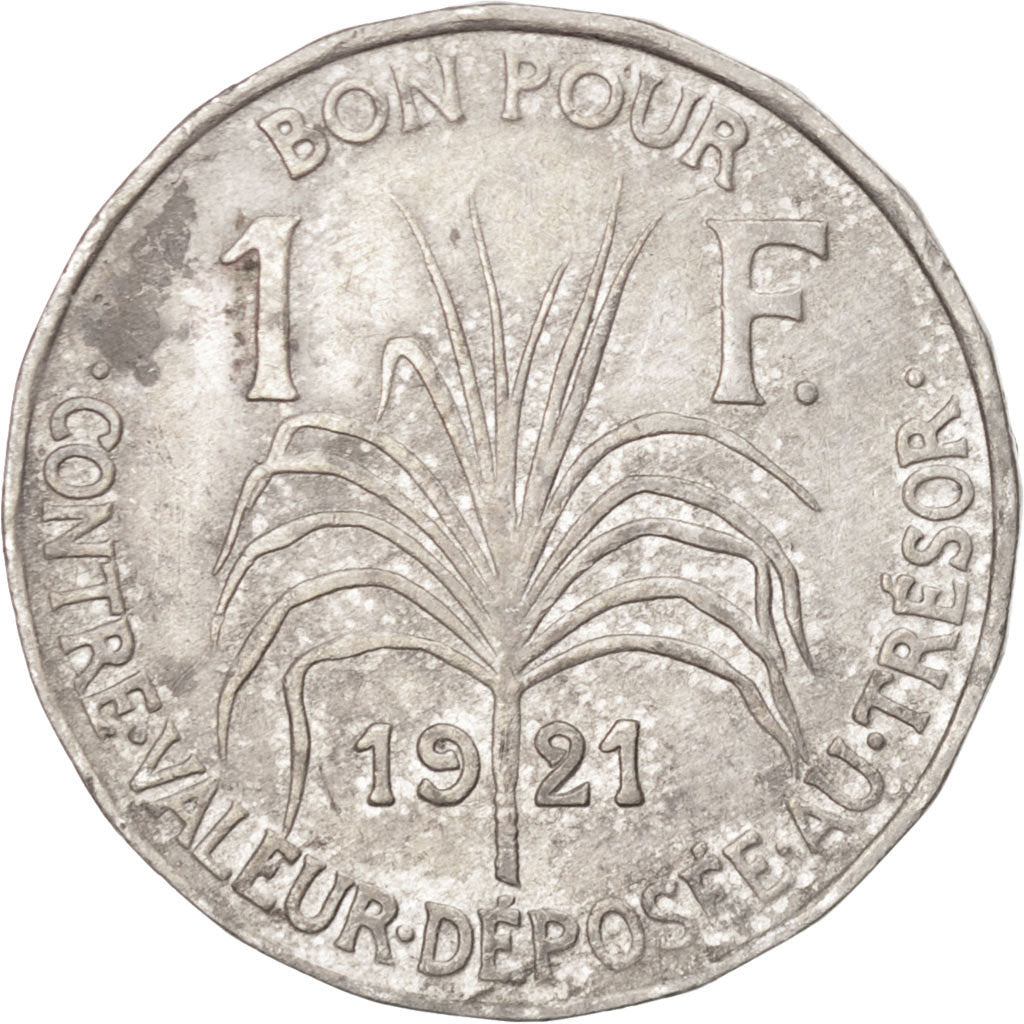 Coin, Guadeloupe, Franc, 1921, AU(50-53), Copper-nickel, KM:46, Lecompte:57
