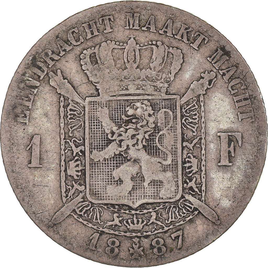 Coin, Belgium, Leopold II, Franc, 1887, VF(20-25), Silver, KM:29.1