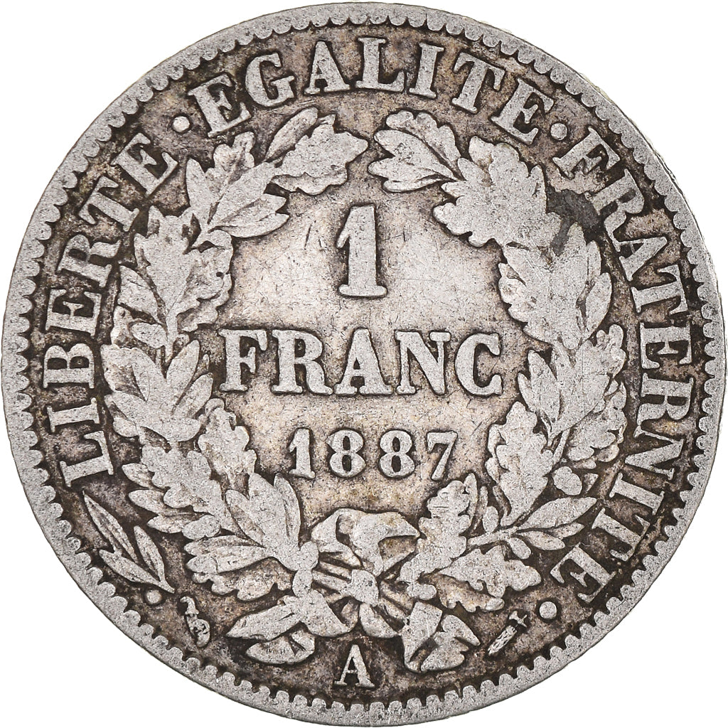 Münze, Frankreich, Cérès, Franc, 1887, Paris, S, Silber, KM:822.1