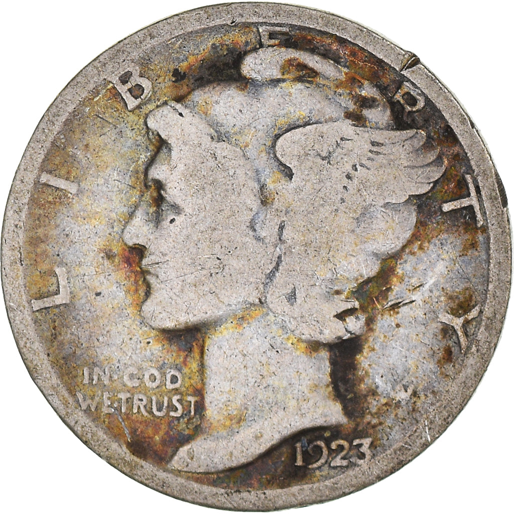 Moneta, Stati Uniti, Mercury Dime, Dime, 1923, U.S. Mint, Philadelphia, B+