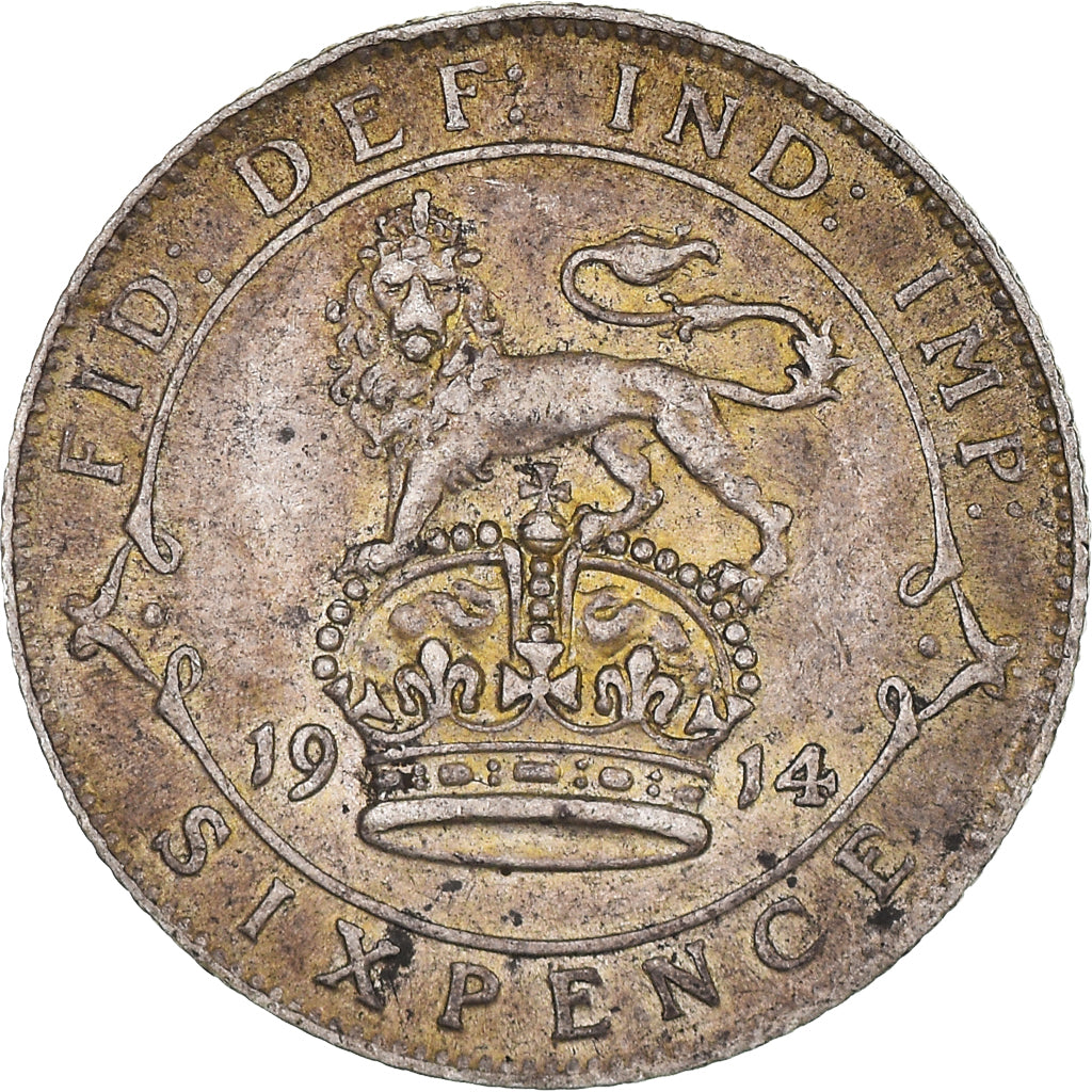 Coin, Great Britain, George V, 6 Pence, 1914, EF(40-45), Silver, KM:815