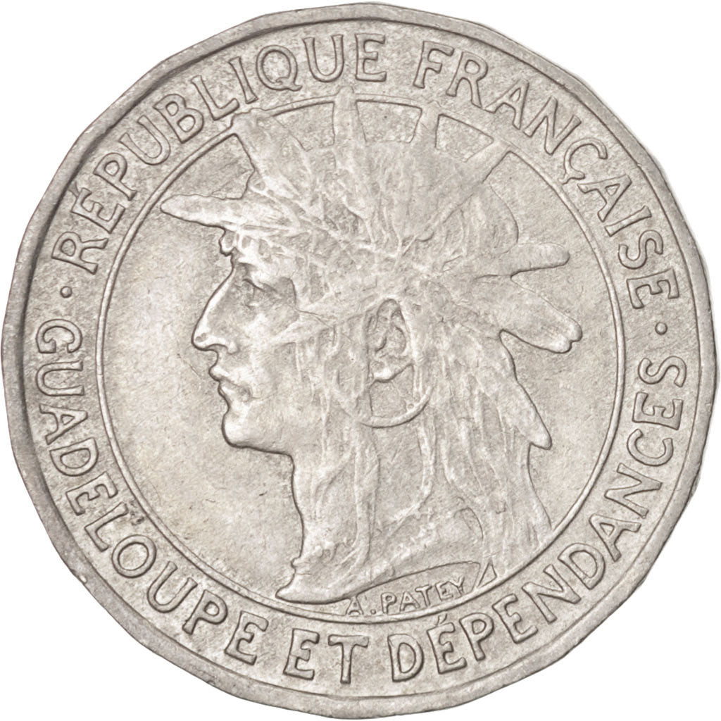 GUADELOUPE, Franc, 1921, KM #46, AU(50-53), Copper-Nickel, 25, Lecompte #57,...
