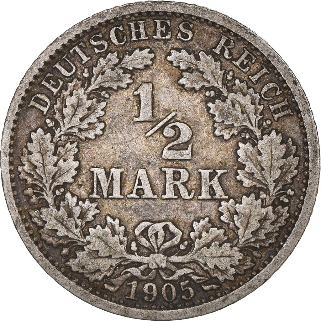 Monnaie, Empire allemand, 1/2 Mark, 1905, Stuttgart, TTB, Argent, KM:17