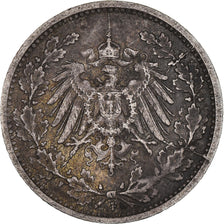 Coin, GERMANY - EMPIRE, 1/2 Mark, 1916, Stuttgart, EF(40-45), Silver, KM:17