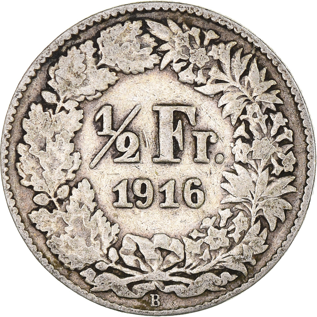 Coin, Switzerland, 1/2 Franc, 1916, Bern, VF(20-25), Silver, KM:23