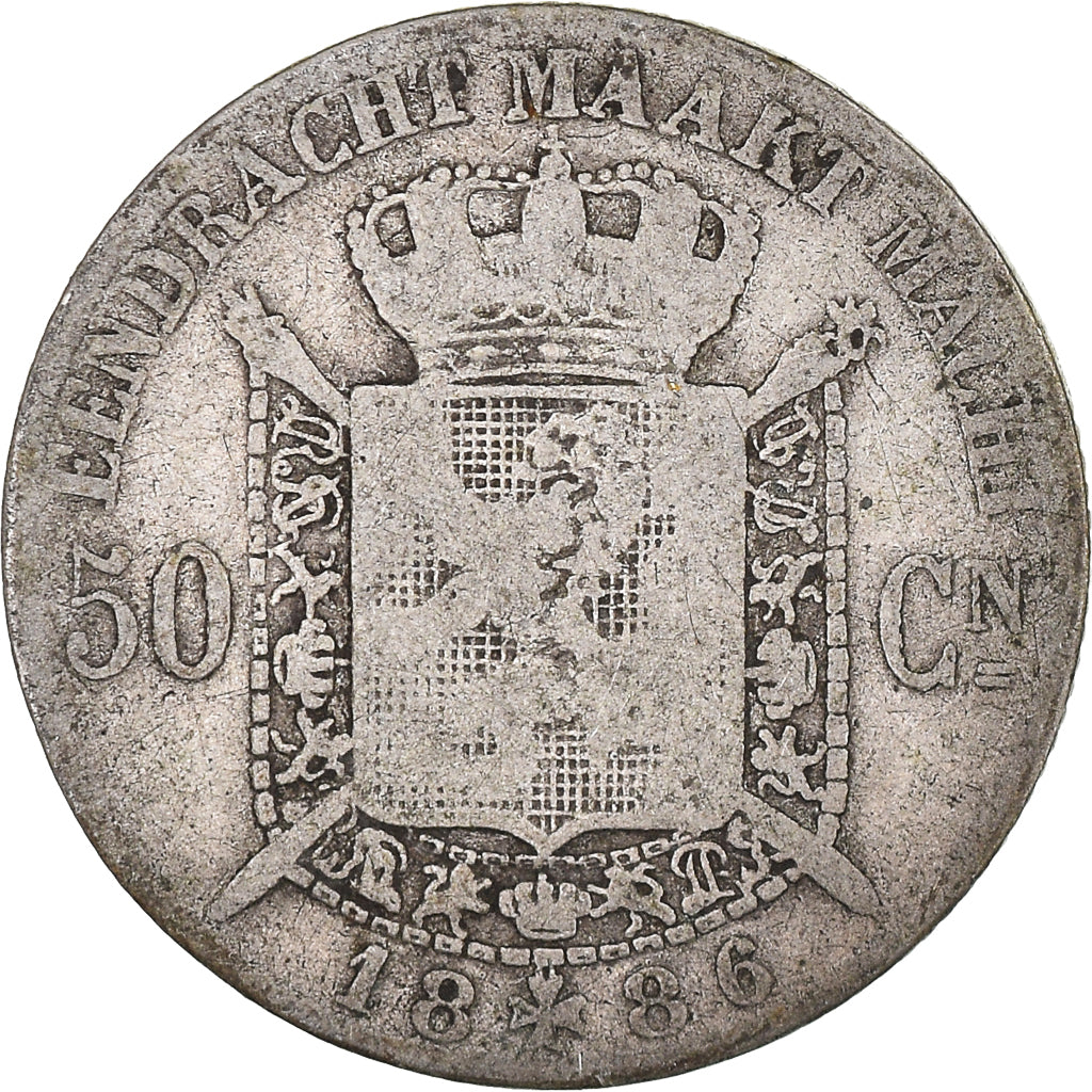 Münze, Belgien, Leopold II, 50 Centimes, 1886, SGE+, Silber, KM:27
