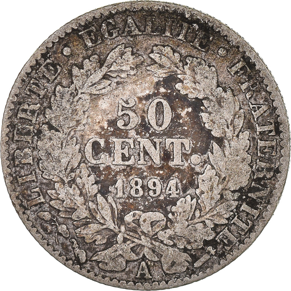 Coin, France, Cérès, 50 Centimes, 1894, Paris, VF(20-25), Silver, KM:834.1