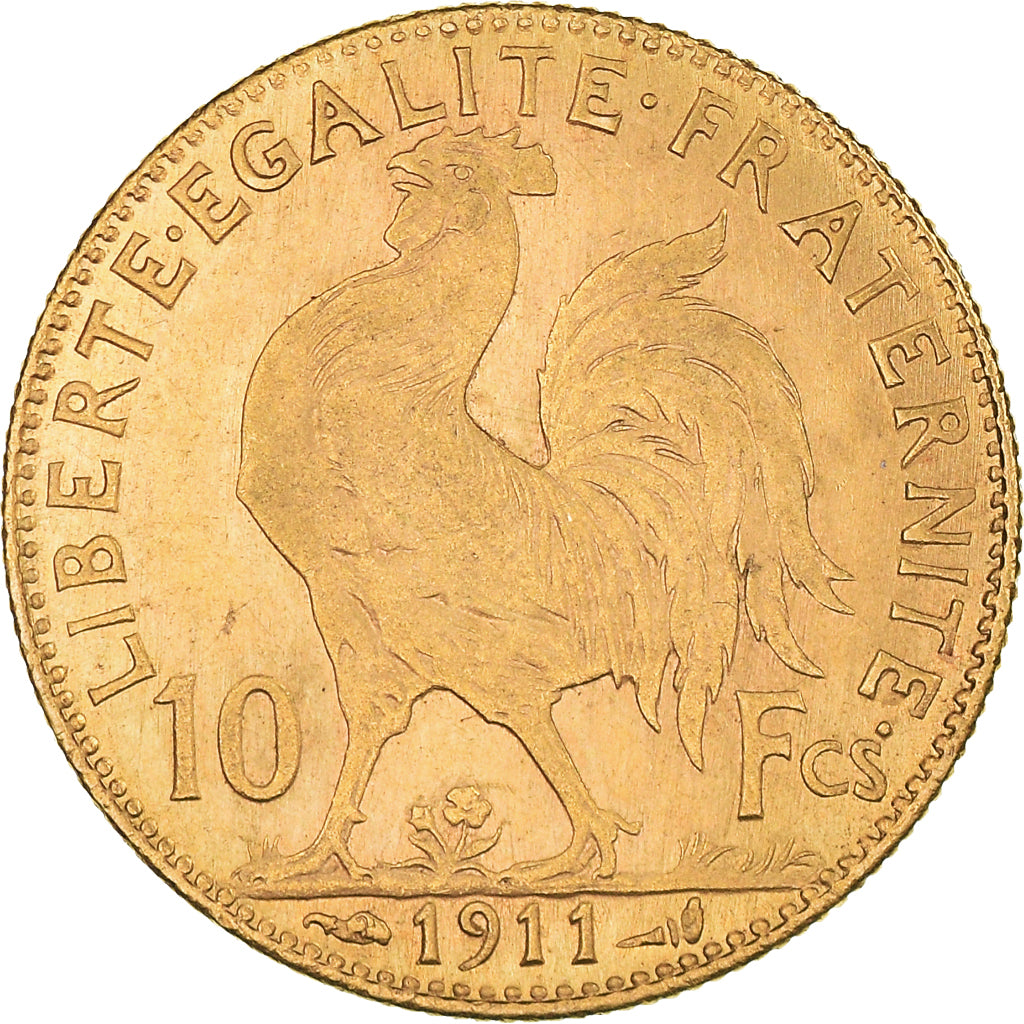 Moneta, Francia, Marianne, 10 Francs, 1911, Paris, BB+, Oro, KM:846